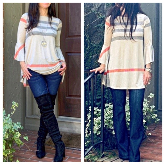 ✨LAST ✨Beige plaid swing tunic with side pockets - Picture 2 of 8